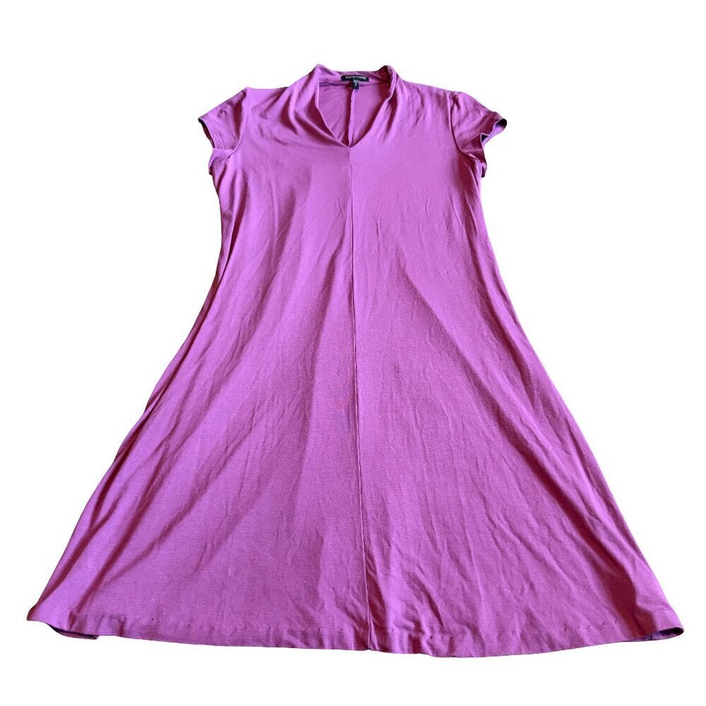 Eileen Fisher Purple Shirt Dress Shift Fit Stretchy Monochrome Bold Size Medium
